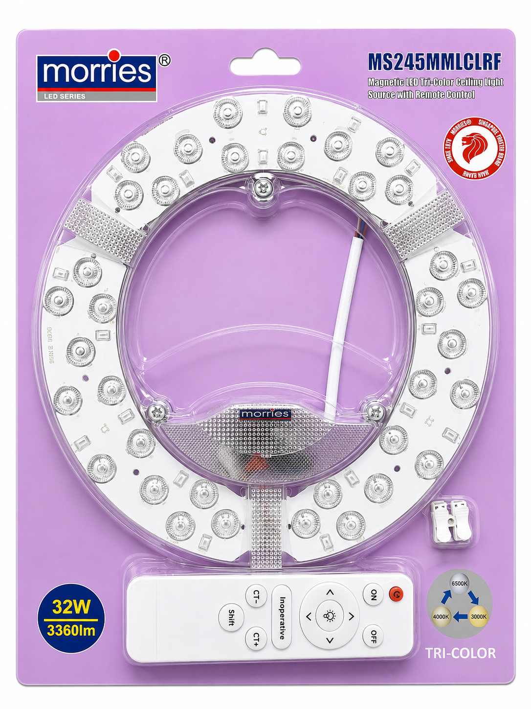 MORRIES 3360 LUMEN 32W LED CIRCULAR MAGNETIC CEILING PANEL MS245MMLCLRF